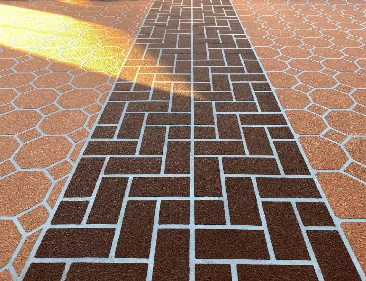 Herringbone and Sydney tile pattern, outdoor resurfacing at a home in Auburn, Sydney